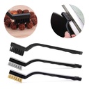 3 Pc Mini Wire Brush Set Cleaning Tool Kit - Brass Nylon Stainless Steel Bristles