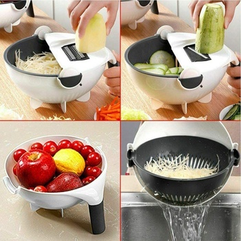 [A-1075] magic multifunctional rotate vegetable cutter with drain basket kitchen
