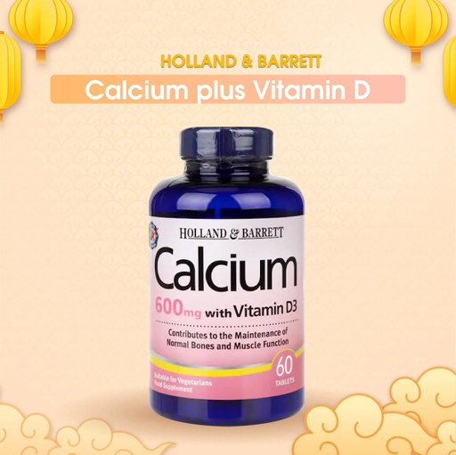 [	HH-2284] Holland &amp; Barrett Calcium 600mg with Vitamin D3 60 Tablets
