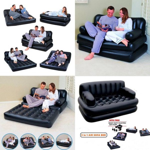 [A-759] Bestway Brand Air Inflatable 5 In 1 Sofa Cum Bed with Free Electric Auto Pumper