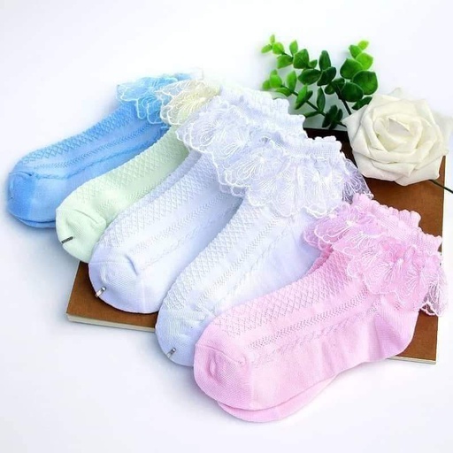 [A-766] Breathable Cotton Lace Children Ankle Short Sock