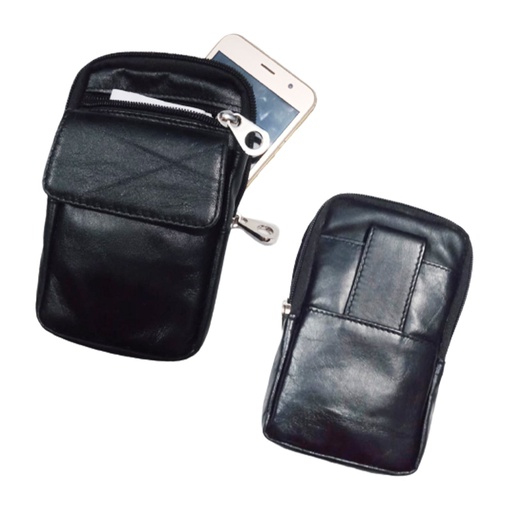 [TRI00152BD] Men's Leather Waist Belt Phone Pouch Bag Wallet